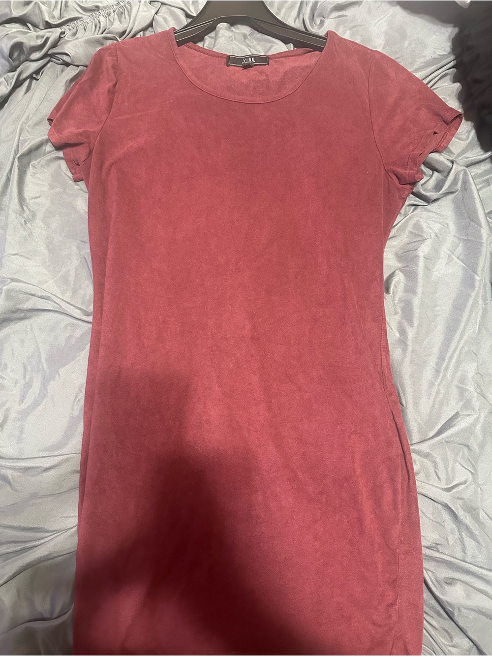 Vibe Short Sleeve Crewneck Dress in Rose
